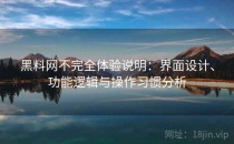 黑料网不完全体验说明：界面设计、功能逻辑与操作习惯分析