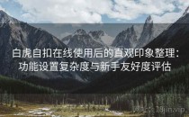 白虎自扣在线使用后的直观印象整理：功能设置复杂度与新手友好度评估