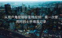 从用户角度聊聊蜜桃视频：第一次使用时的上手难度记录