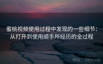 蜜桃视频使用过程中发现的一些细节：从打开到使用顺手所经历的全过程
